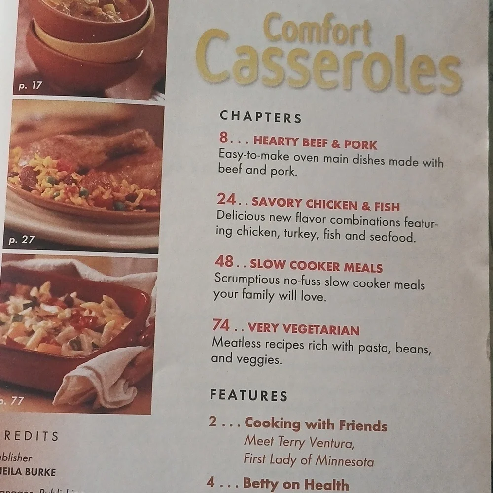 Betty Crocker Comfort Casseroles Cookbook Magazine 2001 Winter Holidays